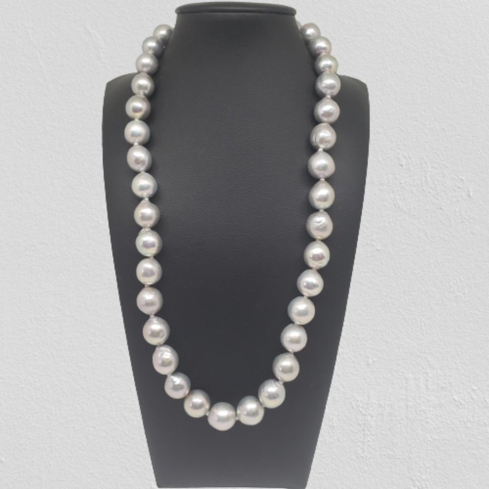 Silver CFW Pearl Rhodium Over Sterling Silver 20 Inch Strand Necklace